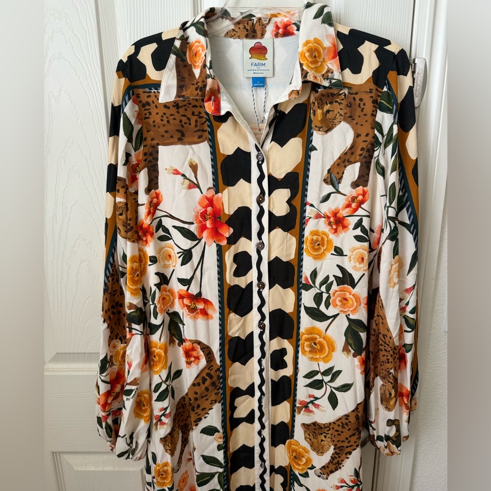 FARM Rio Floral & Leopard Maxi Dress in White, Yellow, Brown, Black
